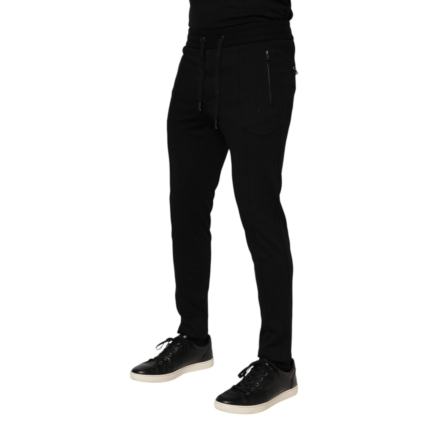 Dolce & Gabbana Black Viscose Drawstring Men Jogger Pants Dolce & Gabbana
