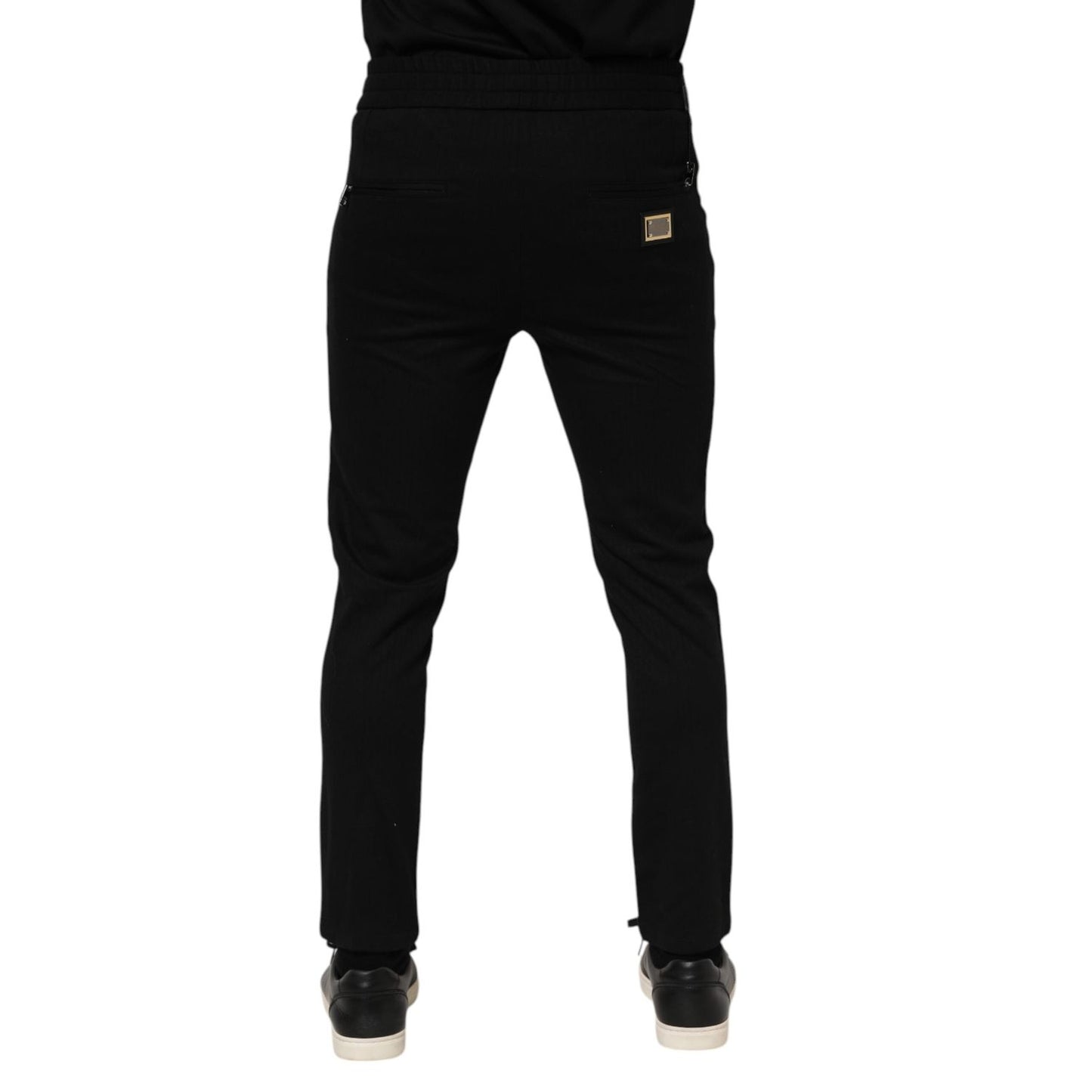 Dolce & Gabbana Black Viscose Drawstring Men Jogger Pants Dolce & Gabbana