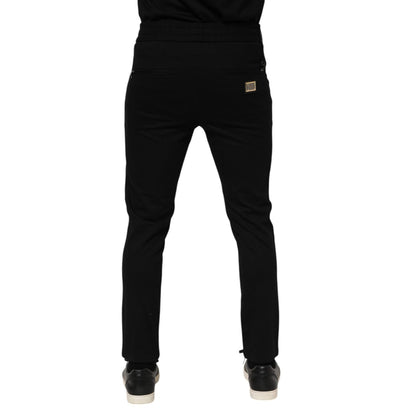 Dolce & Gabbana Black Viscose Drawstring Men Jogger Pants Dolce & Gabbana