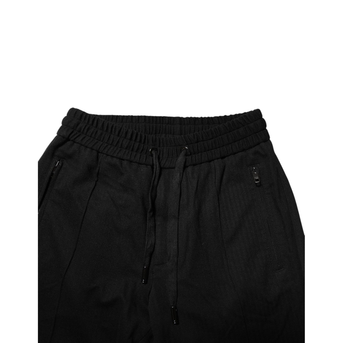 Dolce & Gabbana Black Viscose Drawstring Men Jogger Pants Dolce & Gabbana
