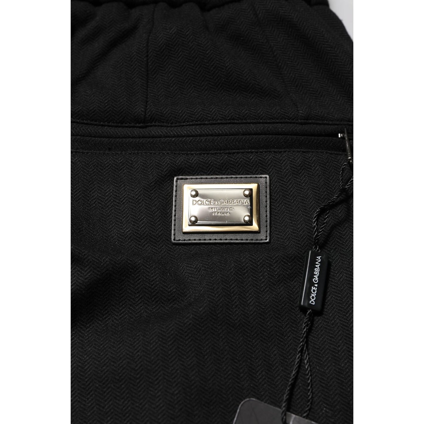 Dolce & Gabbana Black Viscose Drawstring Men Jogger Pants Dolce & Gabbana