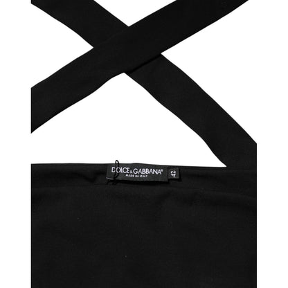 Dolce & Gabbana Black Viscose Halter Off Shoulder Cropped Top Dolce & Gabbana