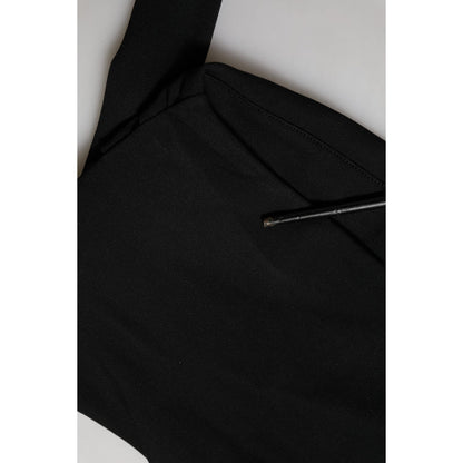 Dolce & Gabbana Black Viscose Halter Off Shoulder Cropped Top Dolce & Gabbana