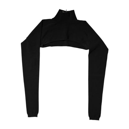 Dolce & Gabbana Black Viscose Turtle Neck Crop Pullover Top Dolce & Gabbana