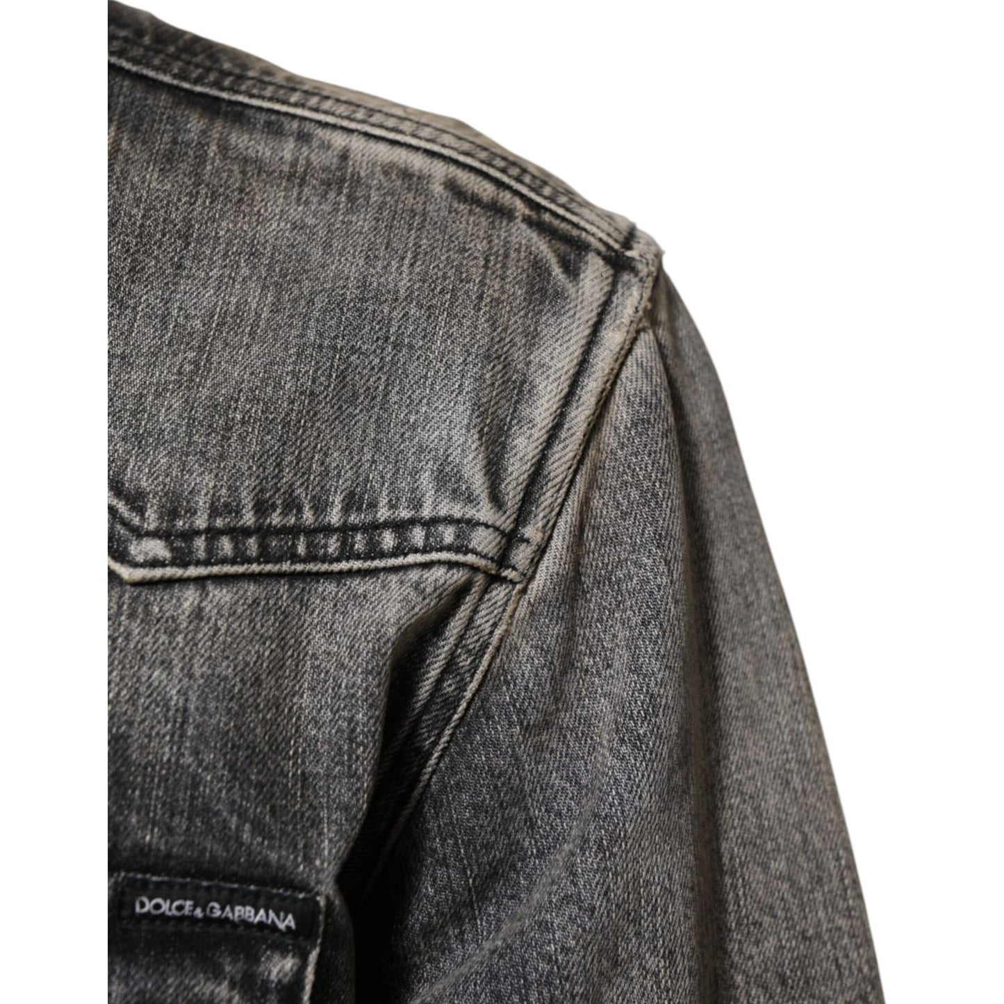 Dolce & Gabbana Black Washed Cotton Snap Long Sleeve Casual Shirt Dolce & Gabbana