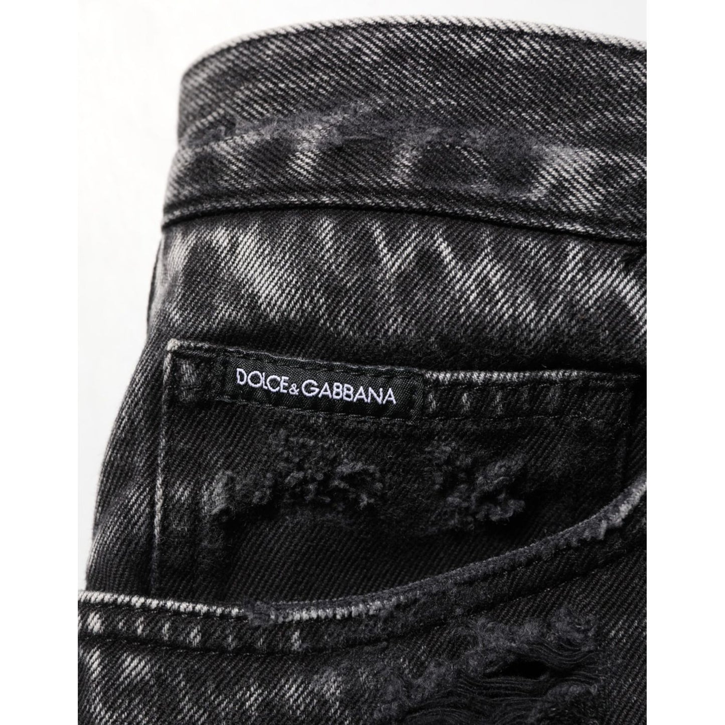Dolce & Gabbana Black Washed Ripped Loose Cotton Denim Jeans Dolce & Gabbana