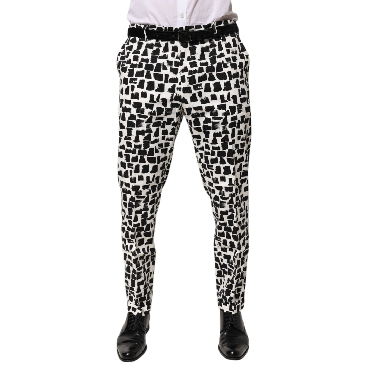 Dolce & Gabbana Black White Abstract Print Cotton Blend Pants Dolce & Gabbana