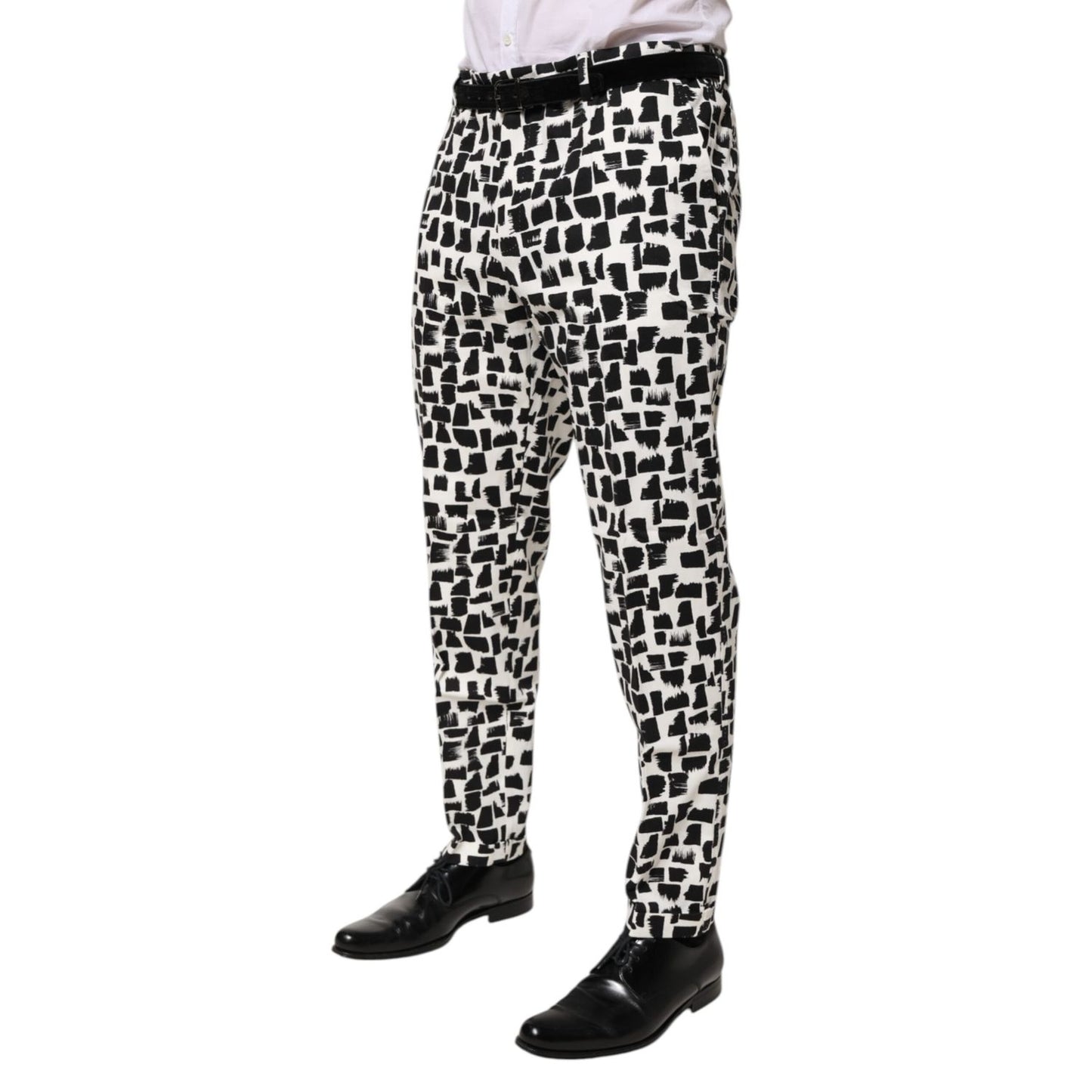Dolce & Gabbana Black White Abstract Print Cotton Blend Pants Dolce & Gabbana
