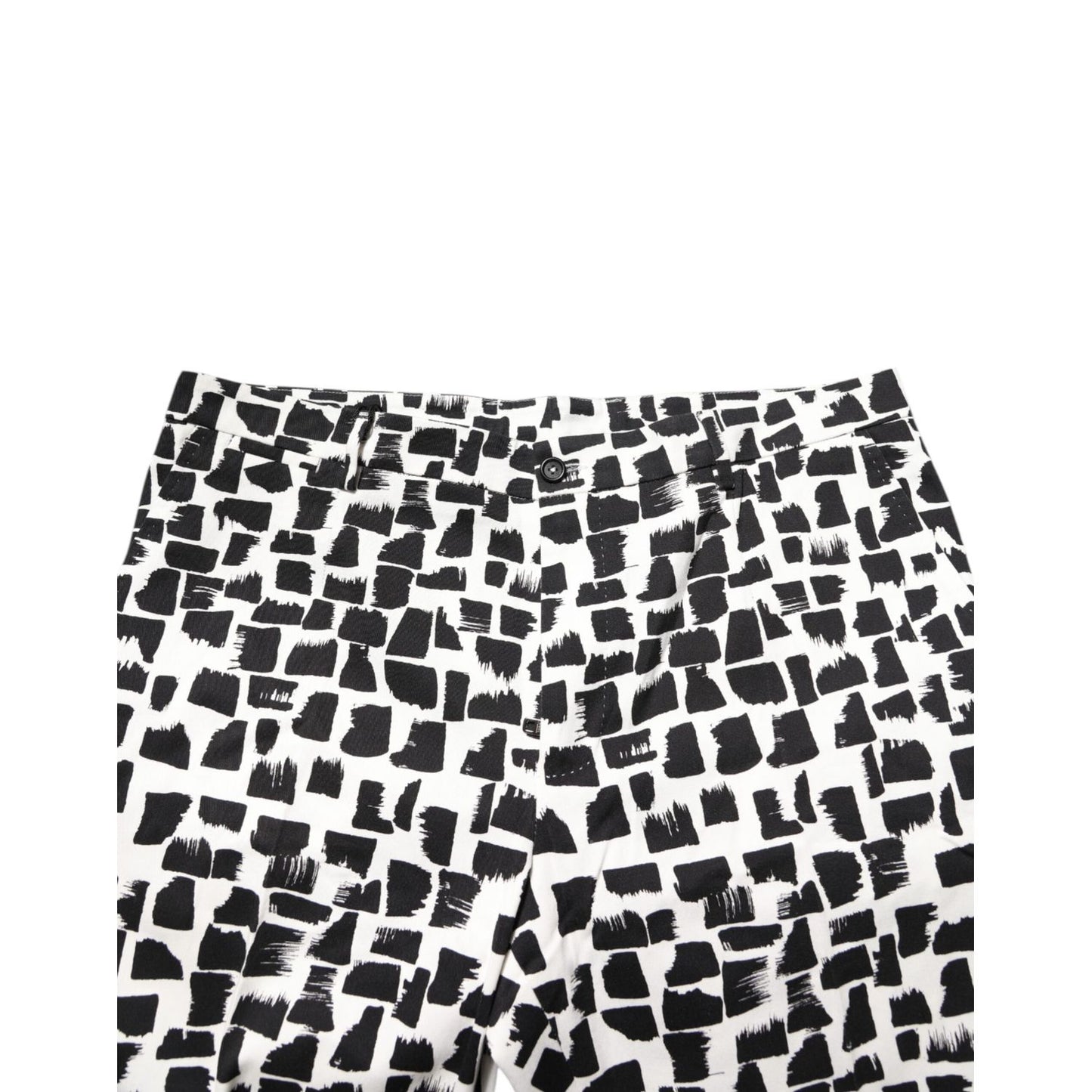 Dolce & Gabbana Black White Abstract Print Cotton Blend Pants Dolce & Gabbana
