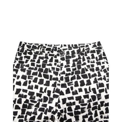 Dolce & Gabbana Black White Abstract Print Cotton Blend Pants Dolce & Gabbana