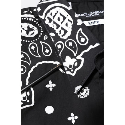Dolce & Gabbana Black White Bandana MARTINI Casual Shirt