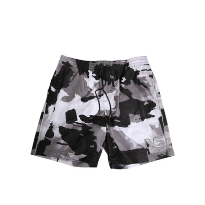 Dolce & Gabbana Black White Camouflage DG Logo Men Swimwear Dolce & Gabbana