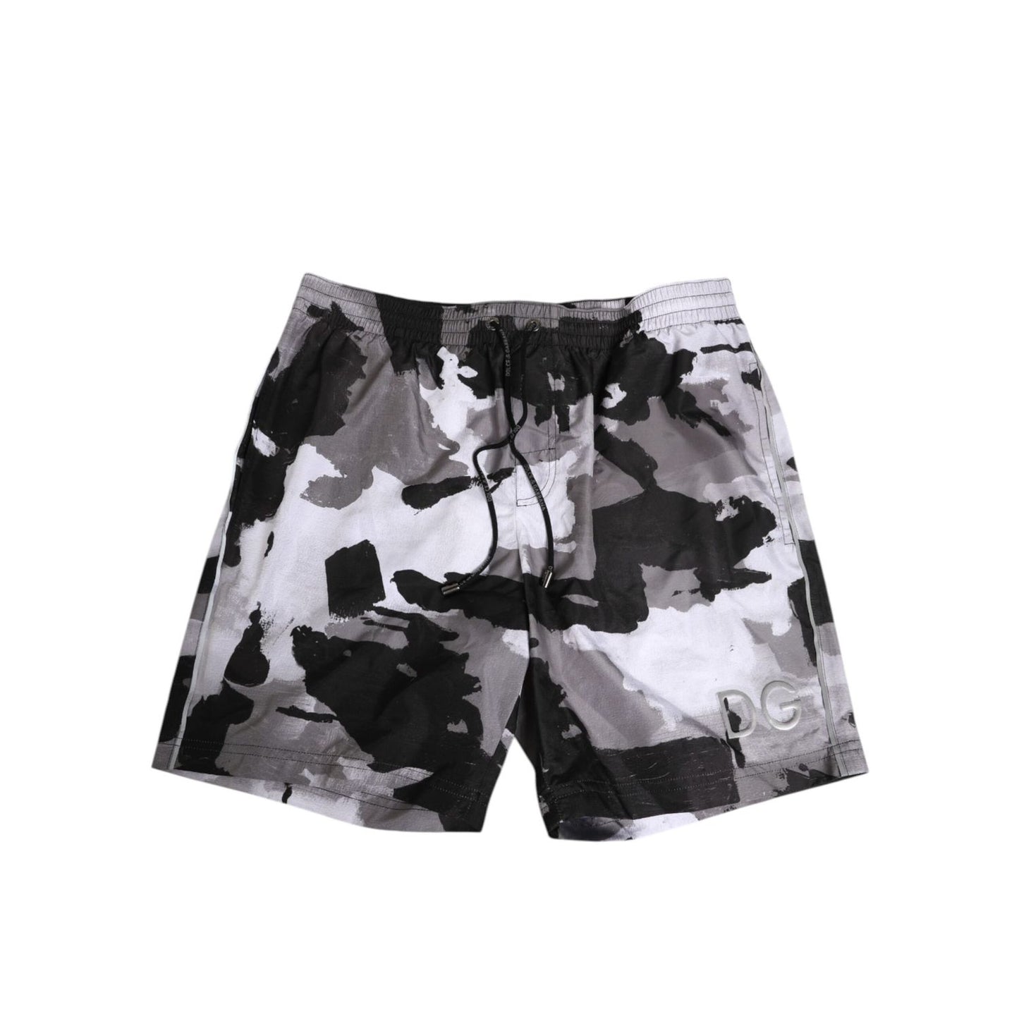 Dolce & Gabbana Black White Camouflage DG Logo Men Swimwear Dolce & Gabbana