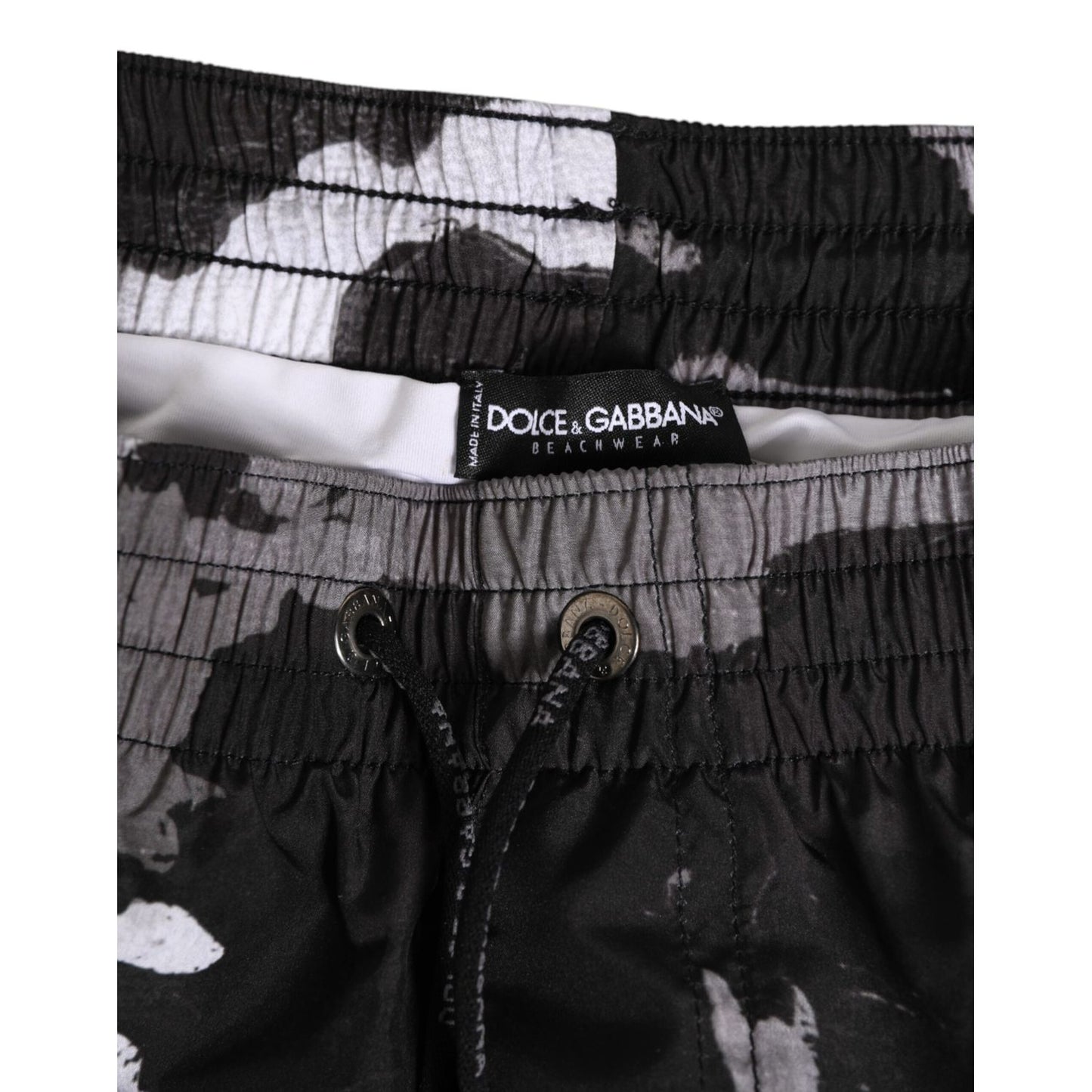 Dolce & Gabbana Black White Camouflage DG Logo Men Swimwear Dolce & Gabbana