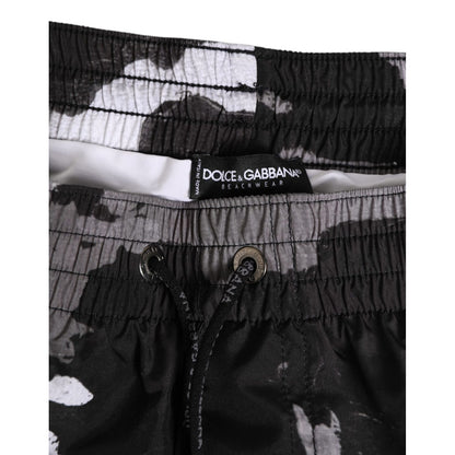 Dolce & Gabbana Black White Camouflage DG Logo Men Swimwear Dolce & Gabbana