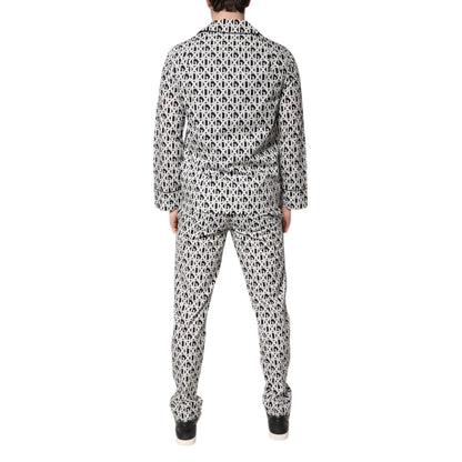 Dolce & Gabbana Black White DG Print Cotton Pajama Set Sleepwear Dolce & Gabbana