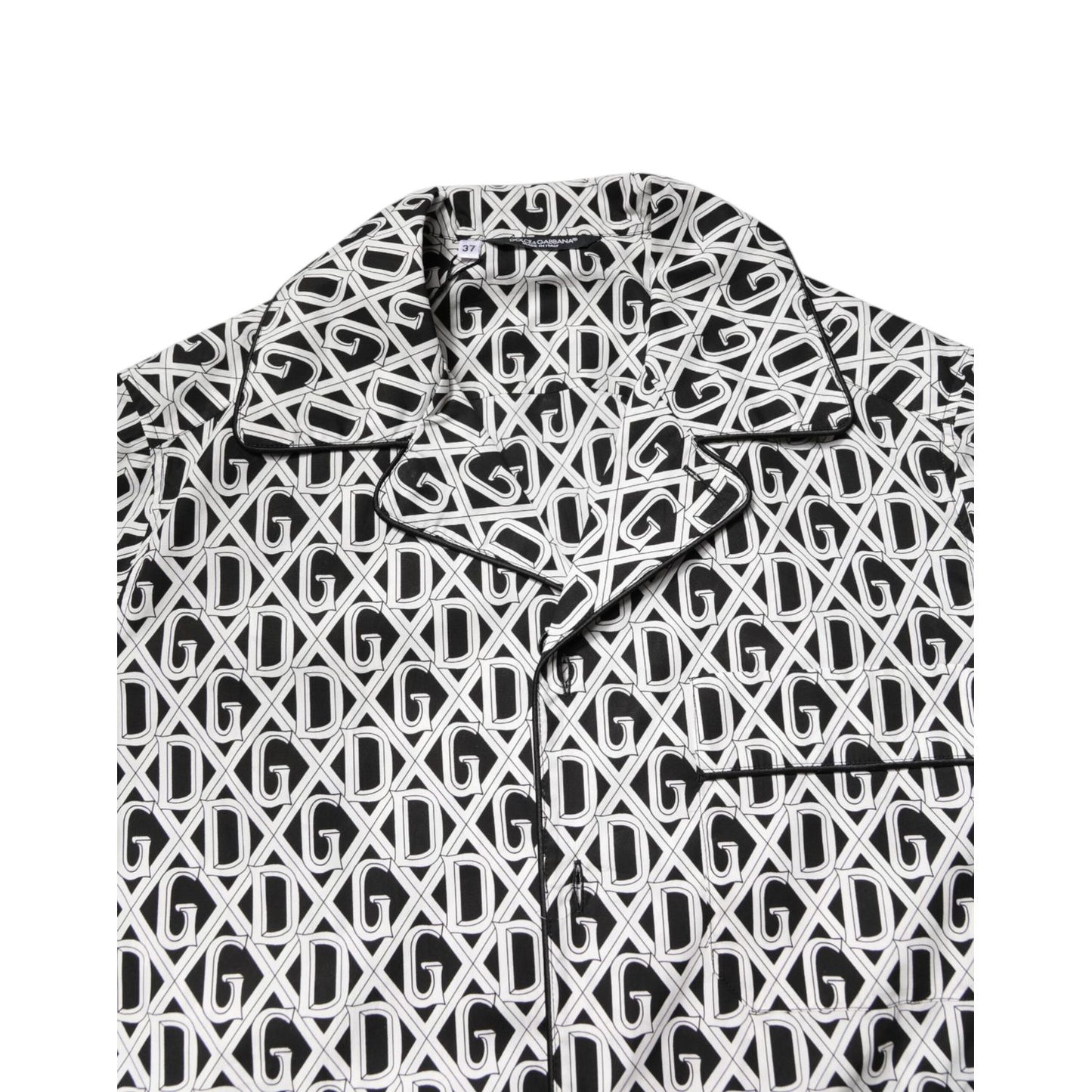 Dolce & Gabbana Black White DG Print Cotton Pajama Set Sleepwear Dolce & Gabbana