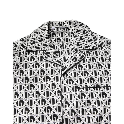 Dolce & Gabbana Black White DG Print Cotton Pajama Set Sleepwear Dolce & Gabbana