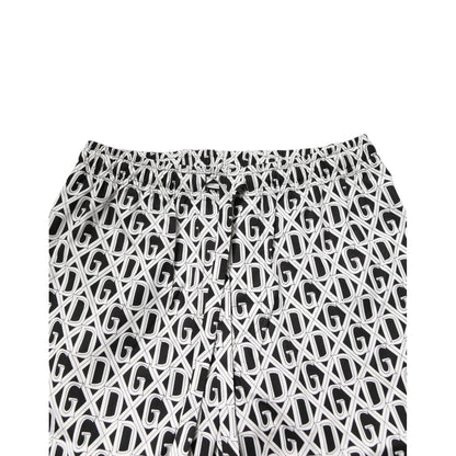Dolce & Gabbana Black White DG Print Cotton Pajama Set Sleepwear Dolce & Gabbana