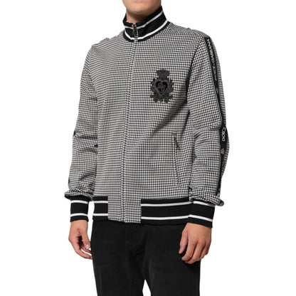 Dolce & Gabbana Black White Houndstooth Wool Crest Jacket Sweater Dolce & Gabbana