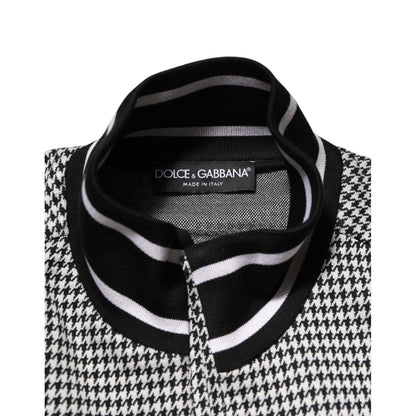 Dolce & Gabbana Black White Houndstooth Wool Crest Jacket Sweater Dolce & Gabbana
