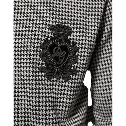 Dolce & Gabbana Black White Houndstooth Wool Crest Jacket Sweater Dolce & Gabbana
