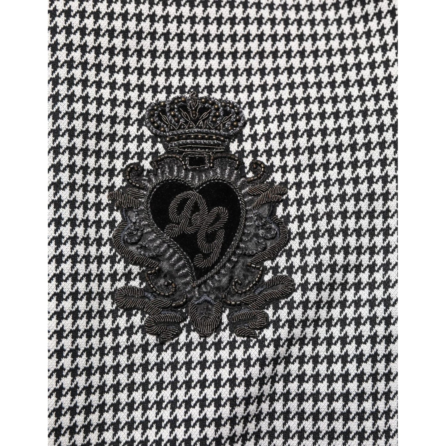 Dolce & Gabbana Black White Houndstooth Wool Crest Jacket Sweater Dolce & Gabbana
