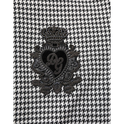 Dolce & Gabbana Black White Houndstooth Wool Crest Jacket Sweater Dolce & Gabbana