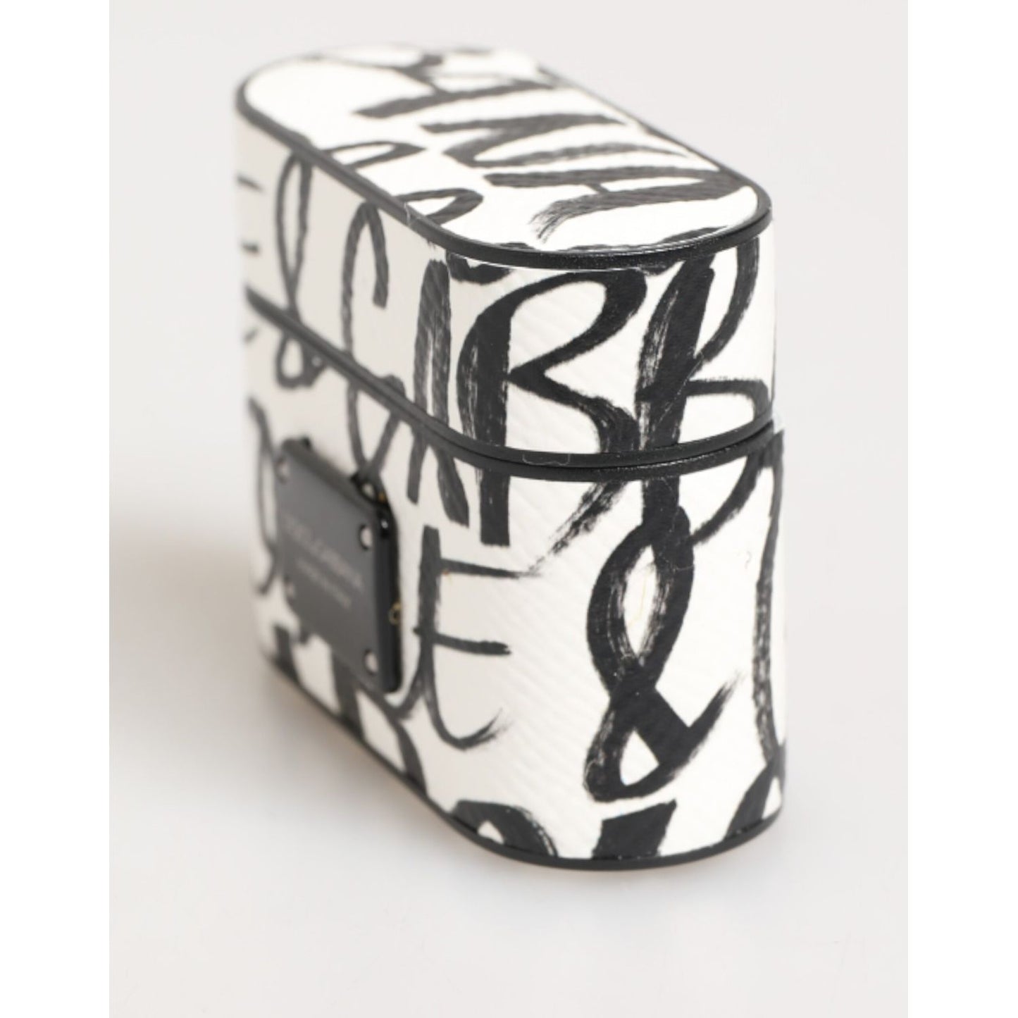 Dolce & Gabbana Black White Leather Monogram Print Logo Holder Airpods Case Dolce & Gabbana