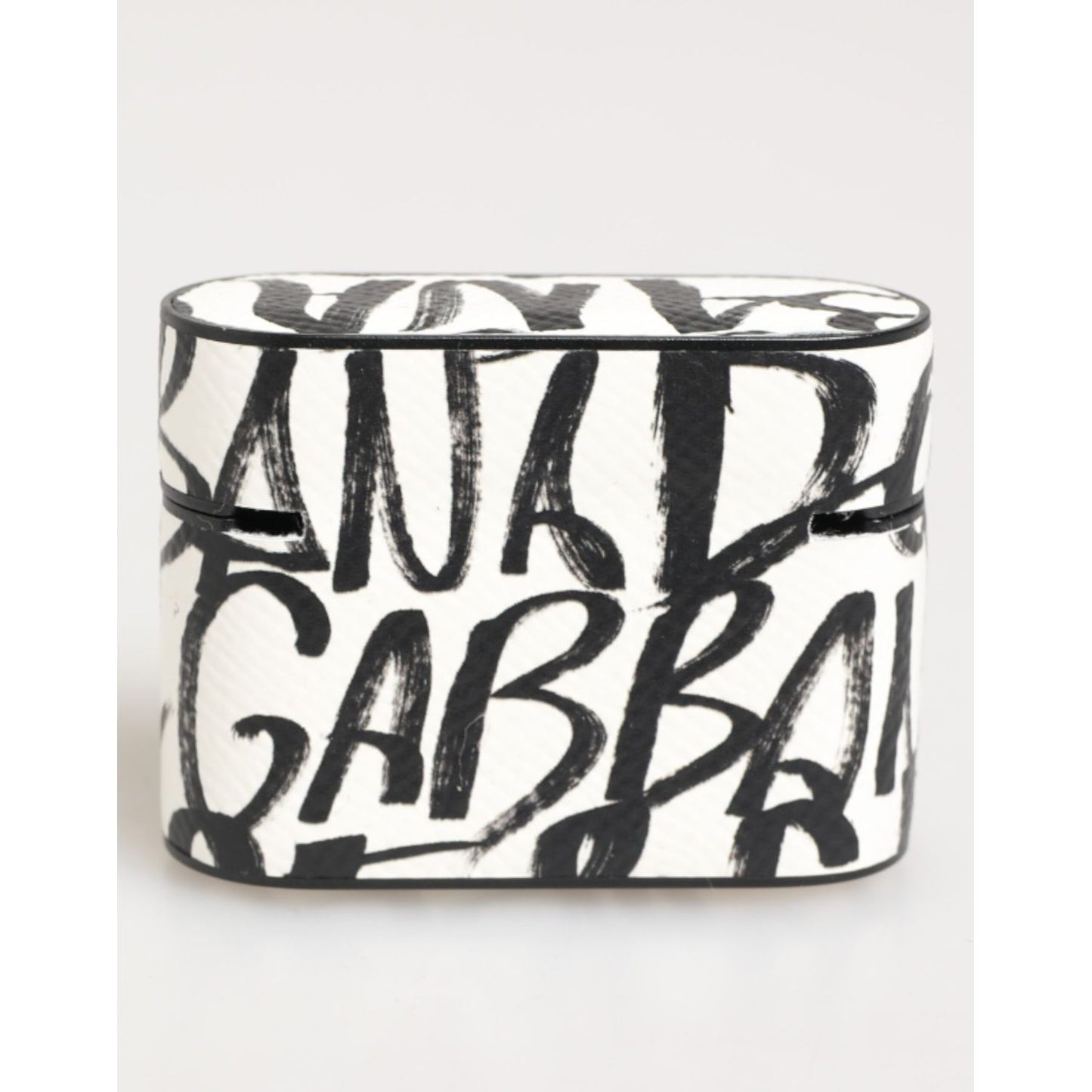 Dolce & Gabbana Black White Leather Monogram Print Logo Holder Airpods Case Dolce & Gabbana