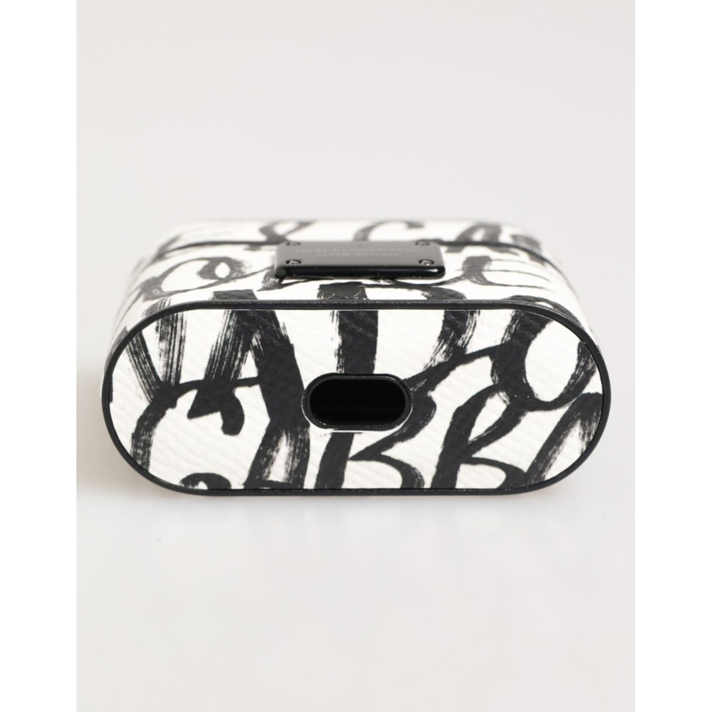 Dolce & Gabbana Black White Leather Monogram Print Logo Holder Airpods Case Dolce & Gabbana