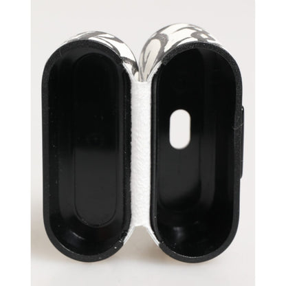 Dolce & Gabbana Black White Leather Monogram Print Logo Holder Airpods Case Dolce & Gabbana