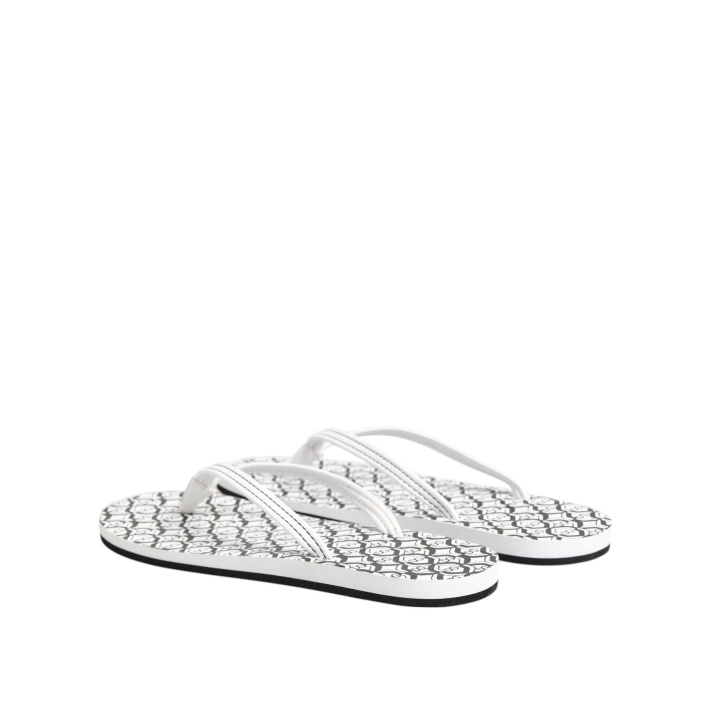 Dolce & Gabbana Black White Logo Beachwear Flats Slipper Shoes
