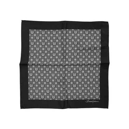 Dolce & Gabbana Black White Patterned Square Foulard Scarf Dolce & Gabbana