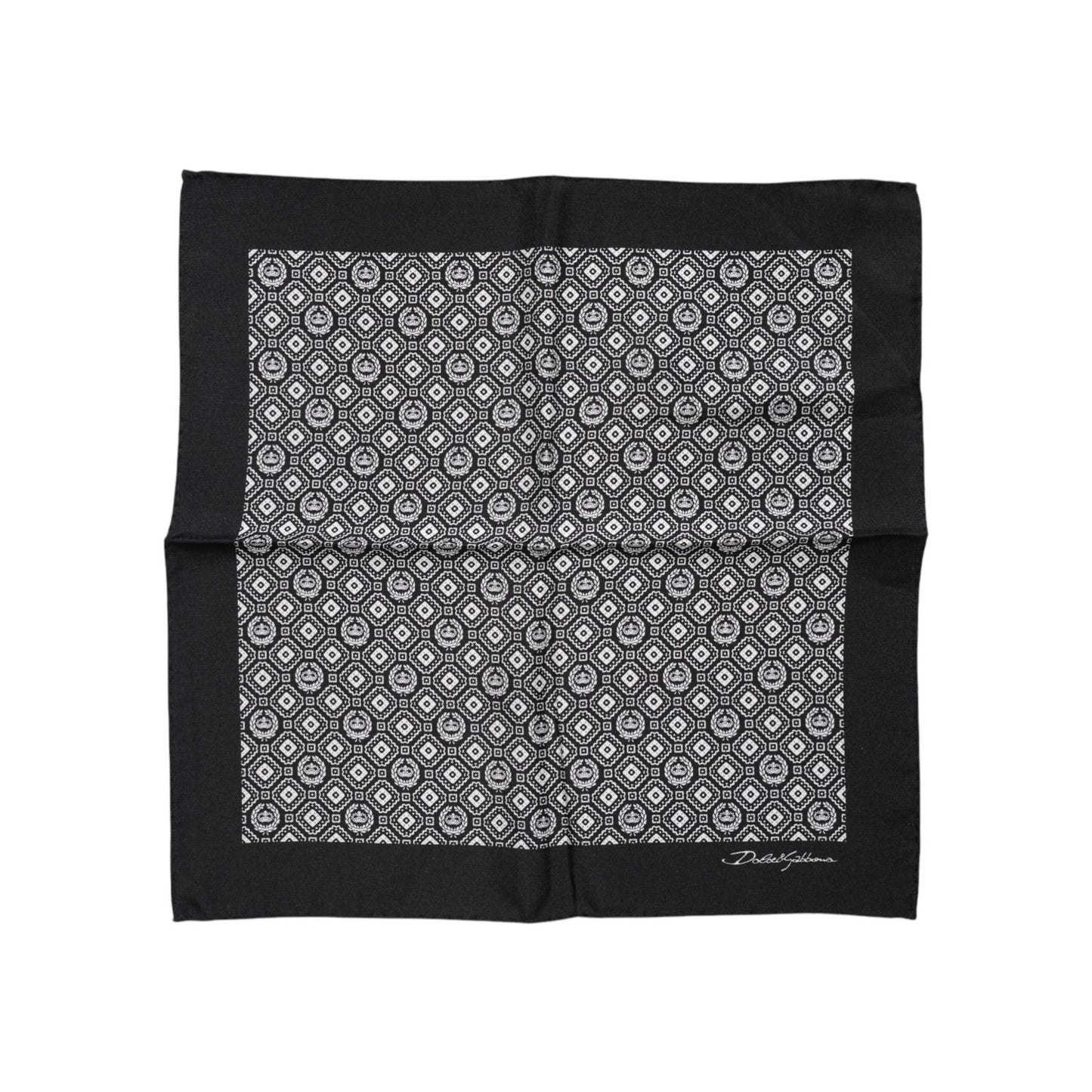 Dolce & Gabbana Black White Patterned Square Foulard Scarf Dolce & Gabbana