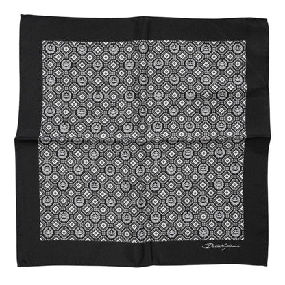 Dolce & Gabbana Black White Patterned Square Foulard Scarf Dolce & Gabbana