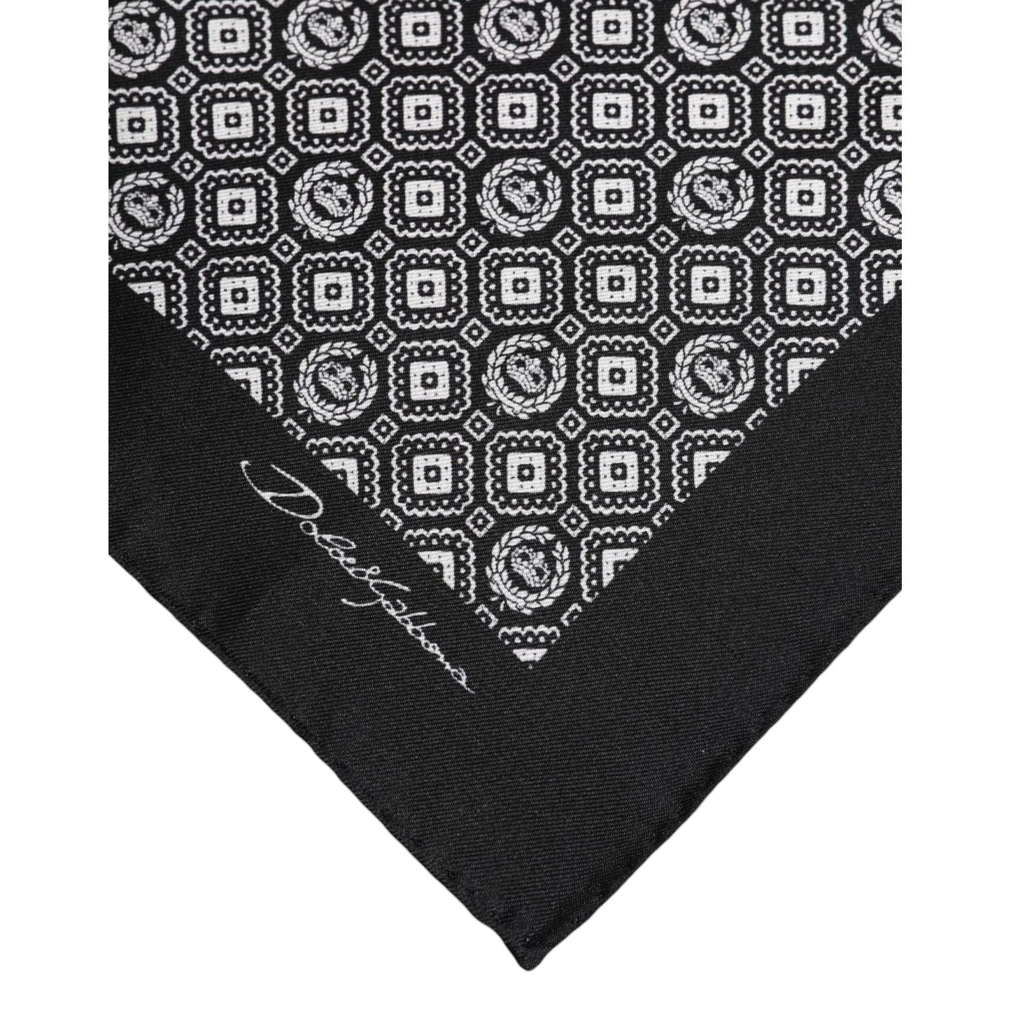 Dolce & Gabbana Black White Patterned Square Foulard Scarf Dolce & Gabbana