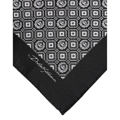 Dolce & Gabbana Black White Patterned Square Foulard Scarf Dolce & Gabbana