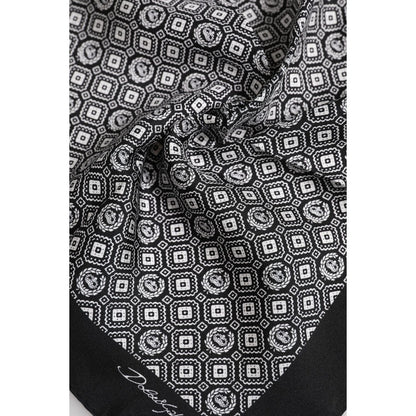 Dolce & Gabbana Black White Patterned Square Foulard Scarf Dolce & Gabbana