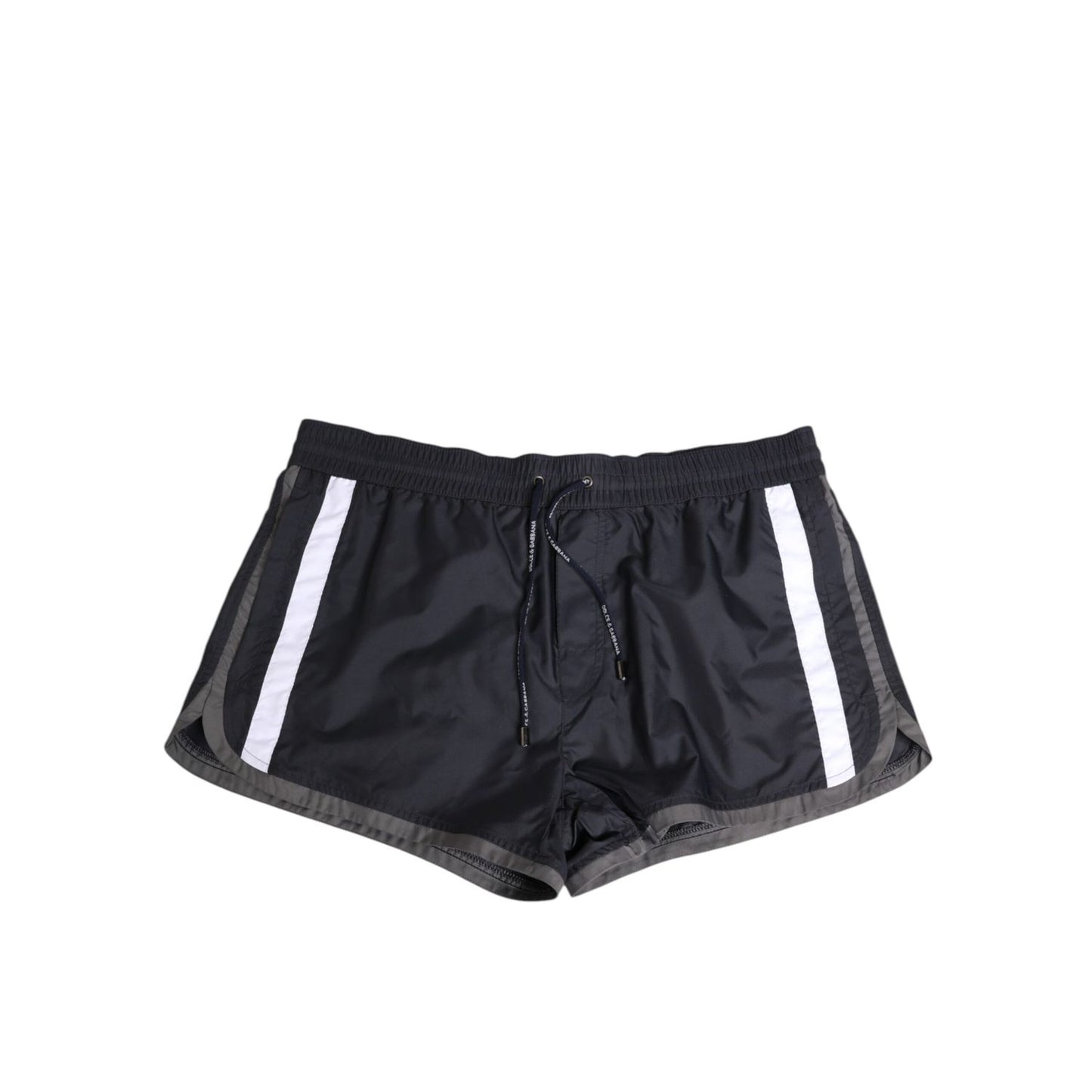 Dolce & Gabbana Black White Polyester Logo Elastic Waistband Swimwear Dolce & Gabbana