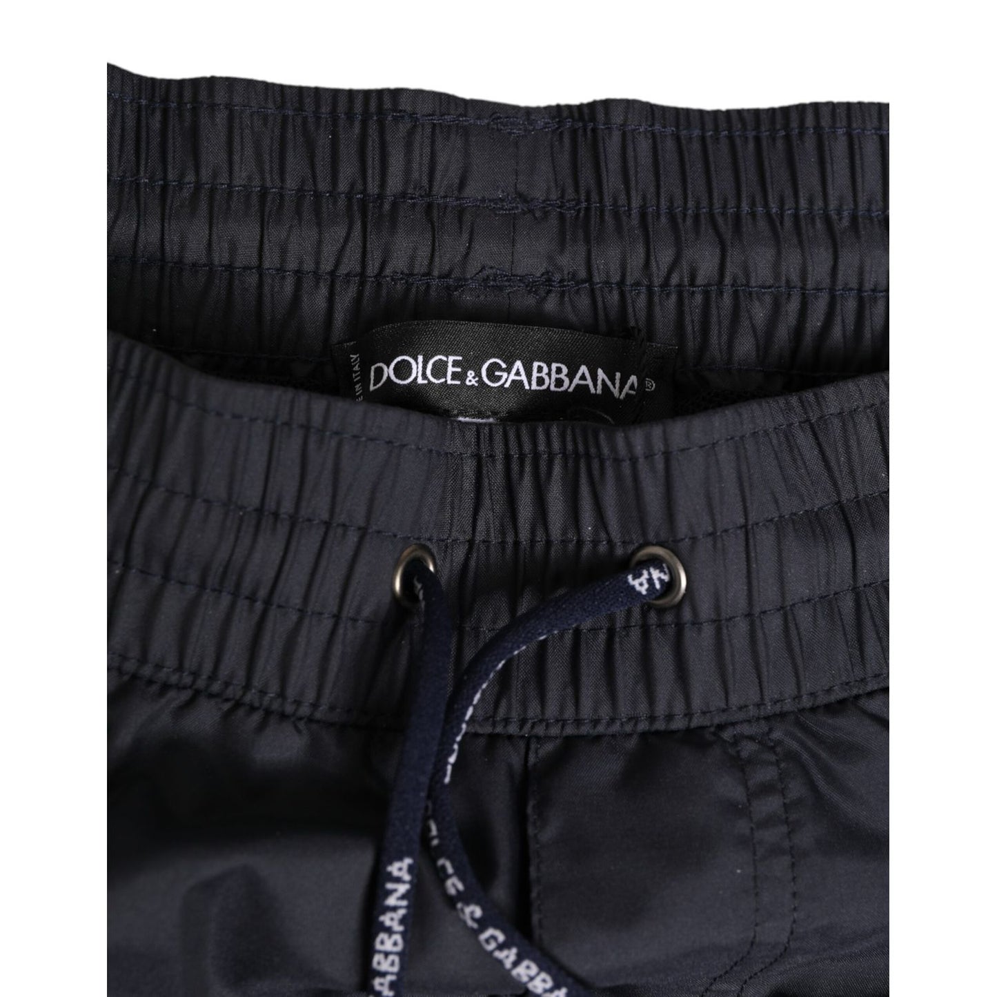 Dolce & Gabbana Black White Polyester Logo Elastic Waistband Swimwear Dolce & Gabbana