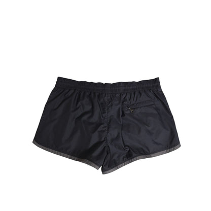 Dolce & Gabbana Black White Polyester Logo Elastic Waistband Swimwear Dolce & Gabbana