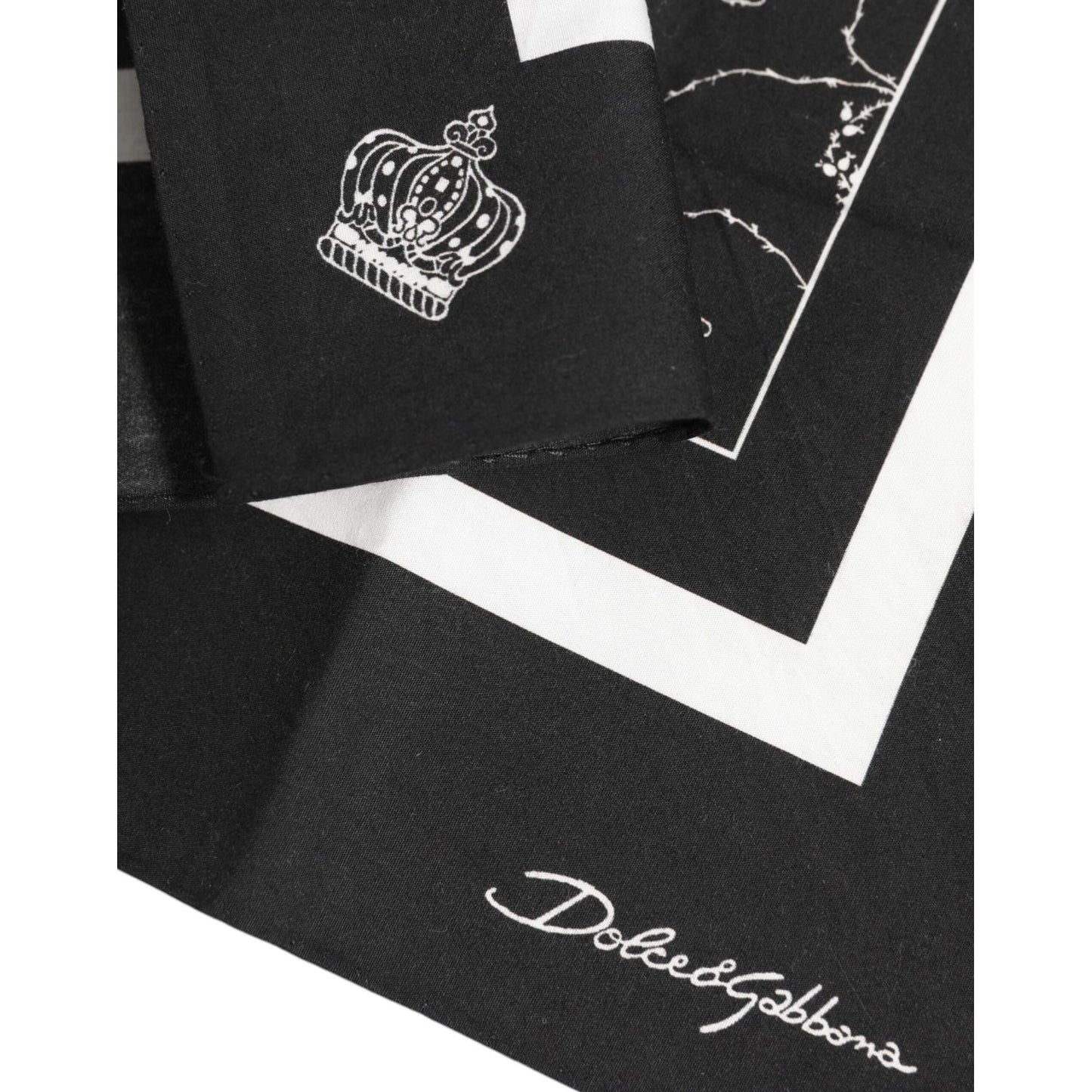 Dolce & Gabbana Black White Printed Square Men Foulard Scarf Dolce & Gabbana
