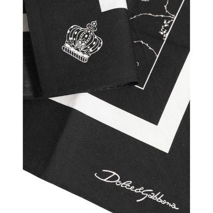 Dolce & Gabbana Black White Printed Square Men Foulard Scarf Dolce & Gabbana