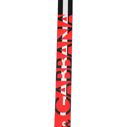 Dolce & Gabbana Black White Striped Logo Metal Buckle Belt Dolce & Gabbana