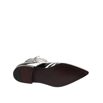 Dolce & Gabbana Black White Zebra Leather Mid Calf Boots Shoes Dolce & Gabbana