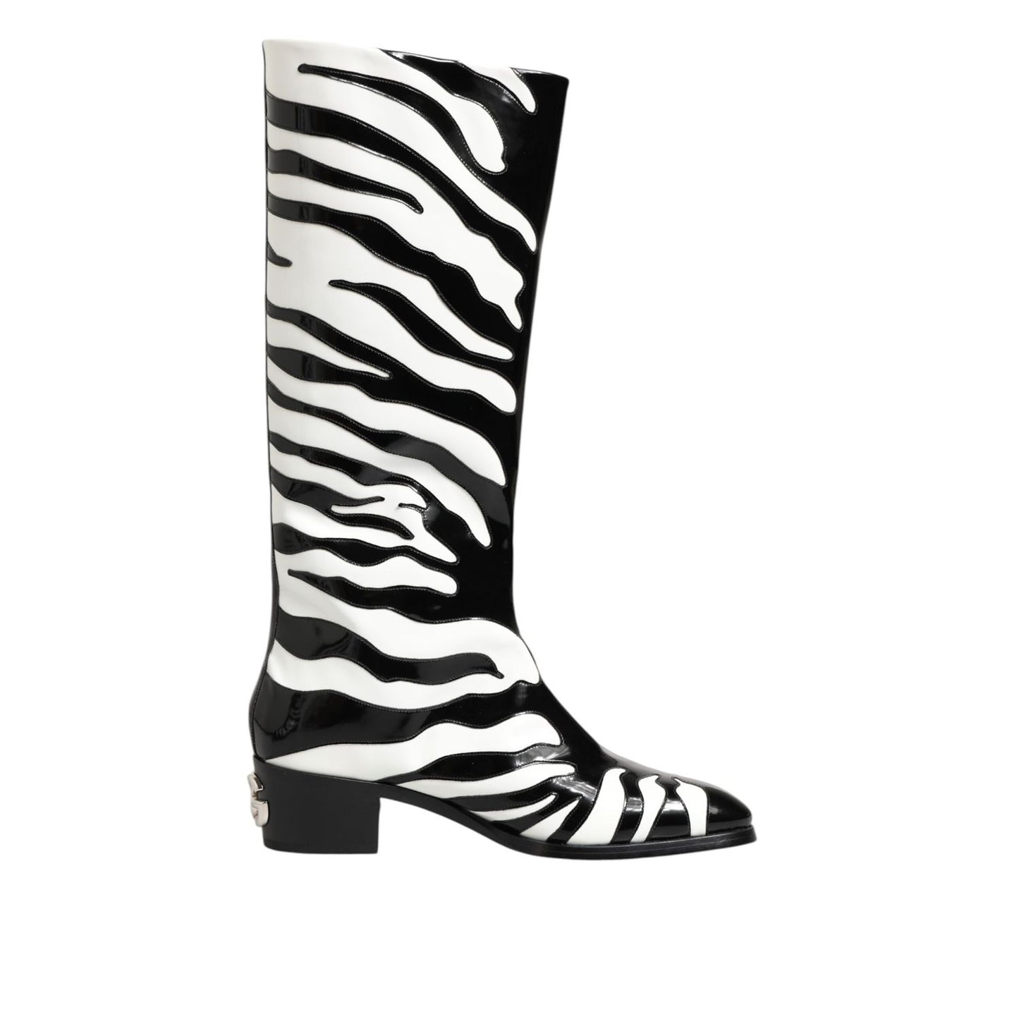 Dolce & Gabbana Black White Zebra Over The Calf Boots Shoes Dolce & Gabbana
