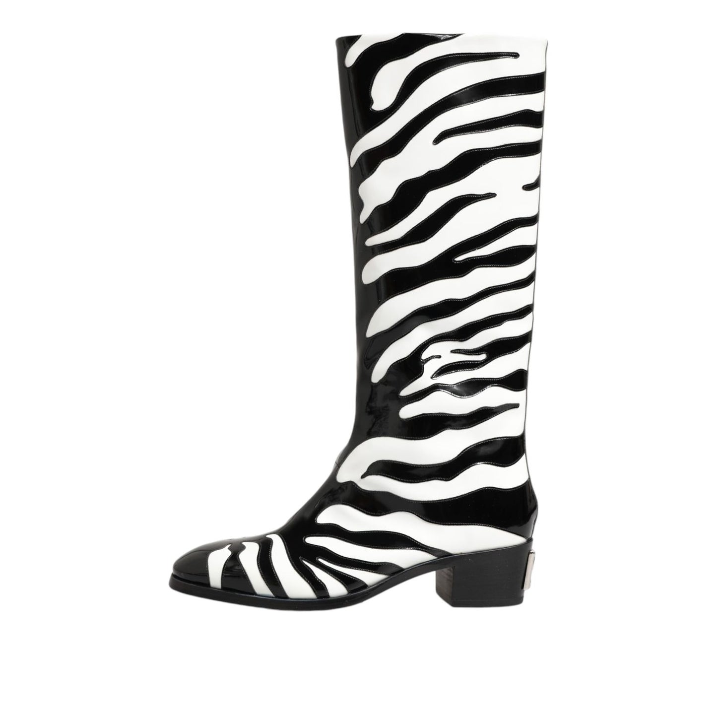 Dolce & Gabbana Black White Zebra Over The Calf Boots Shoes Dolce & Gabbana