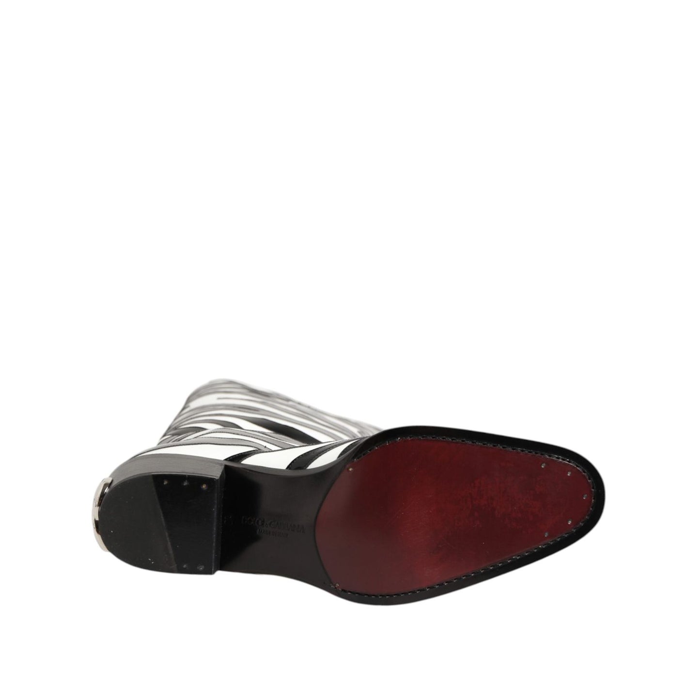 Dolce & Gabbana Black White Zebra Over The Calf Boots Shoes Dolce & Gabbana