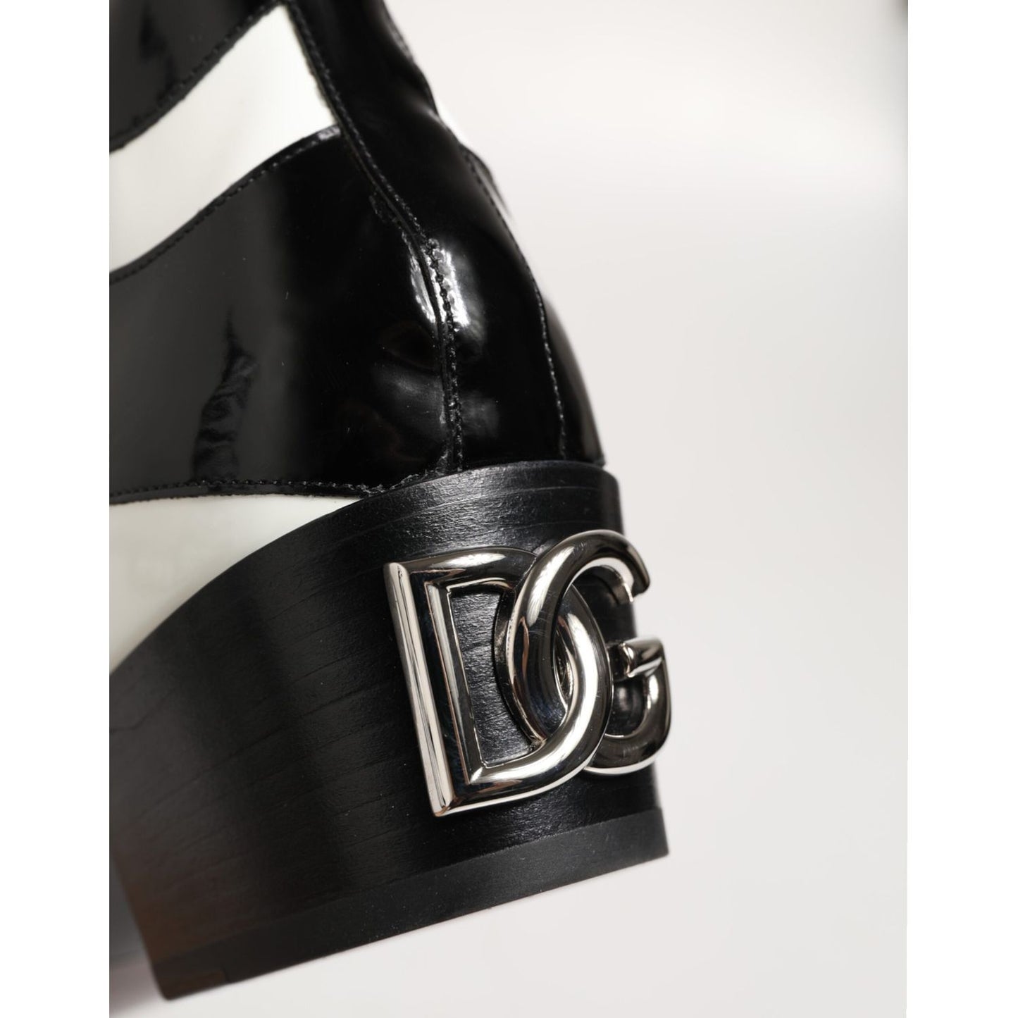 Dolce & Gabbana Black White Zebra Over The Calf Boots Shoes Dolce & Gabbana